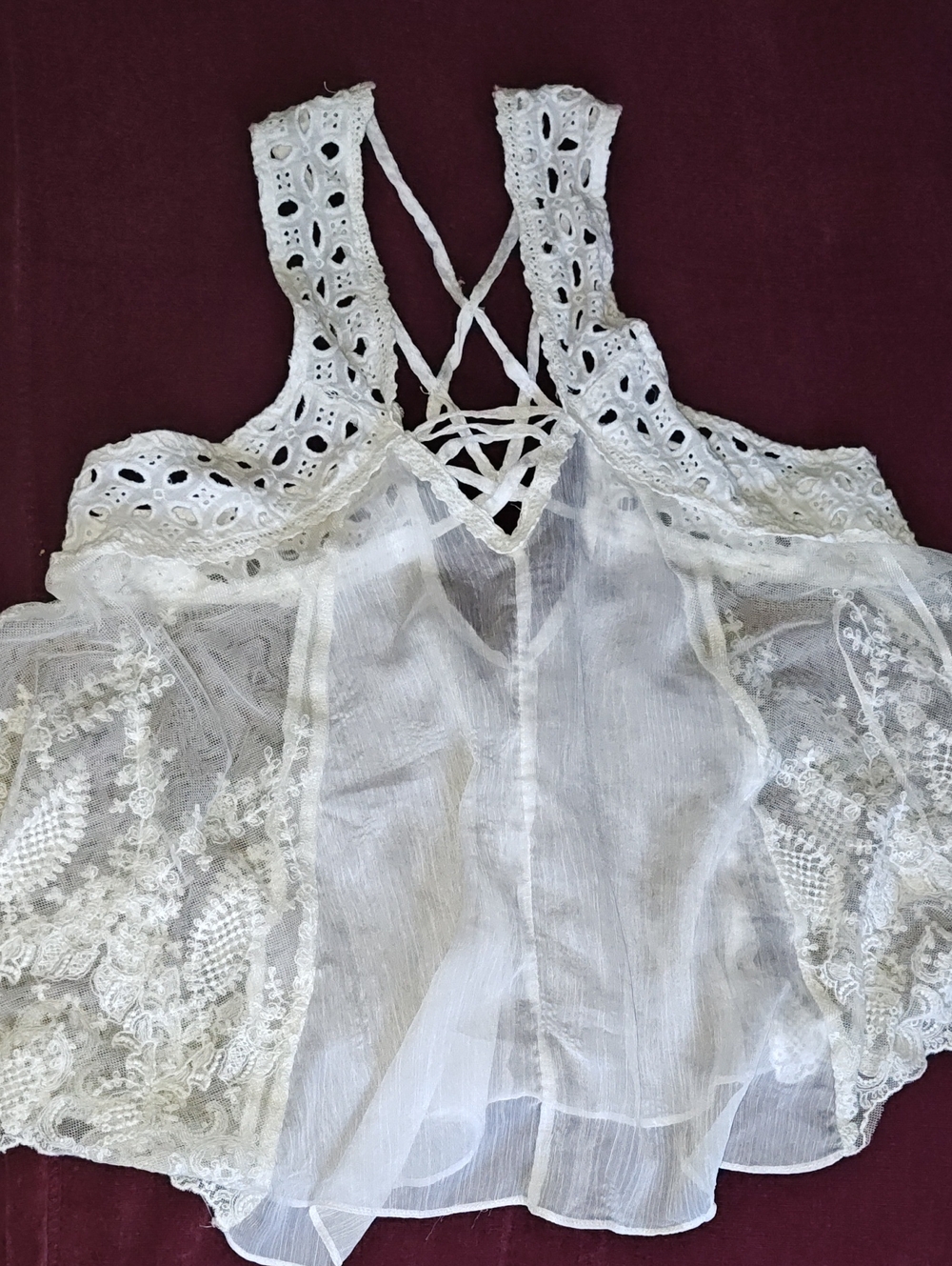 Love Culture White Crochet Lace Camisole with Crisscross Back